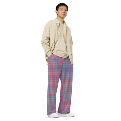 unisex wide-leg pants- Tartan Red