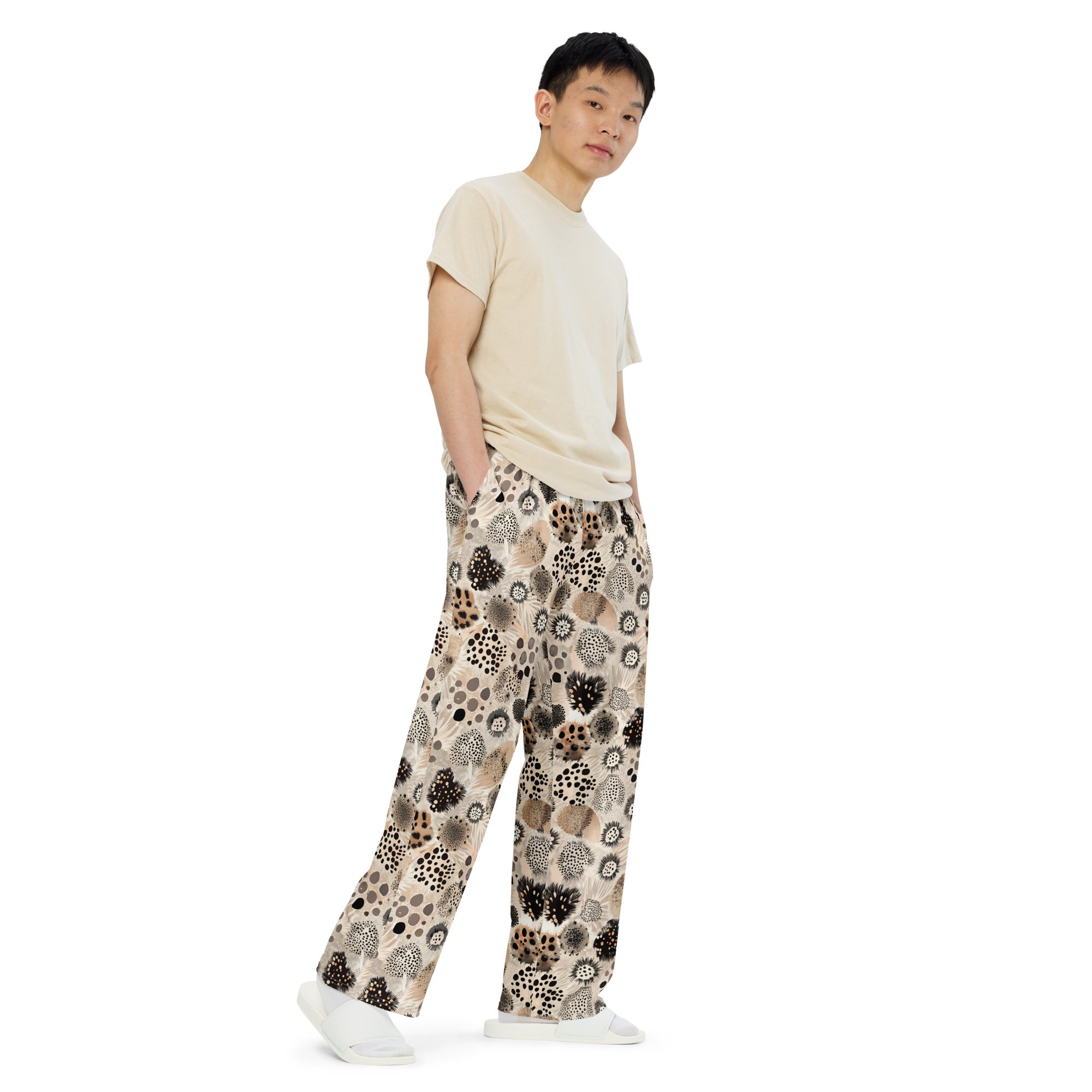 unisex wide-leg pants- Artsy Animal Print Design VI