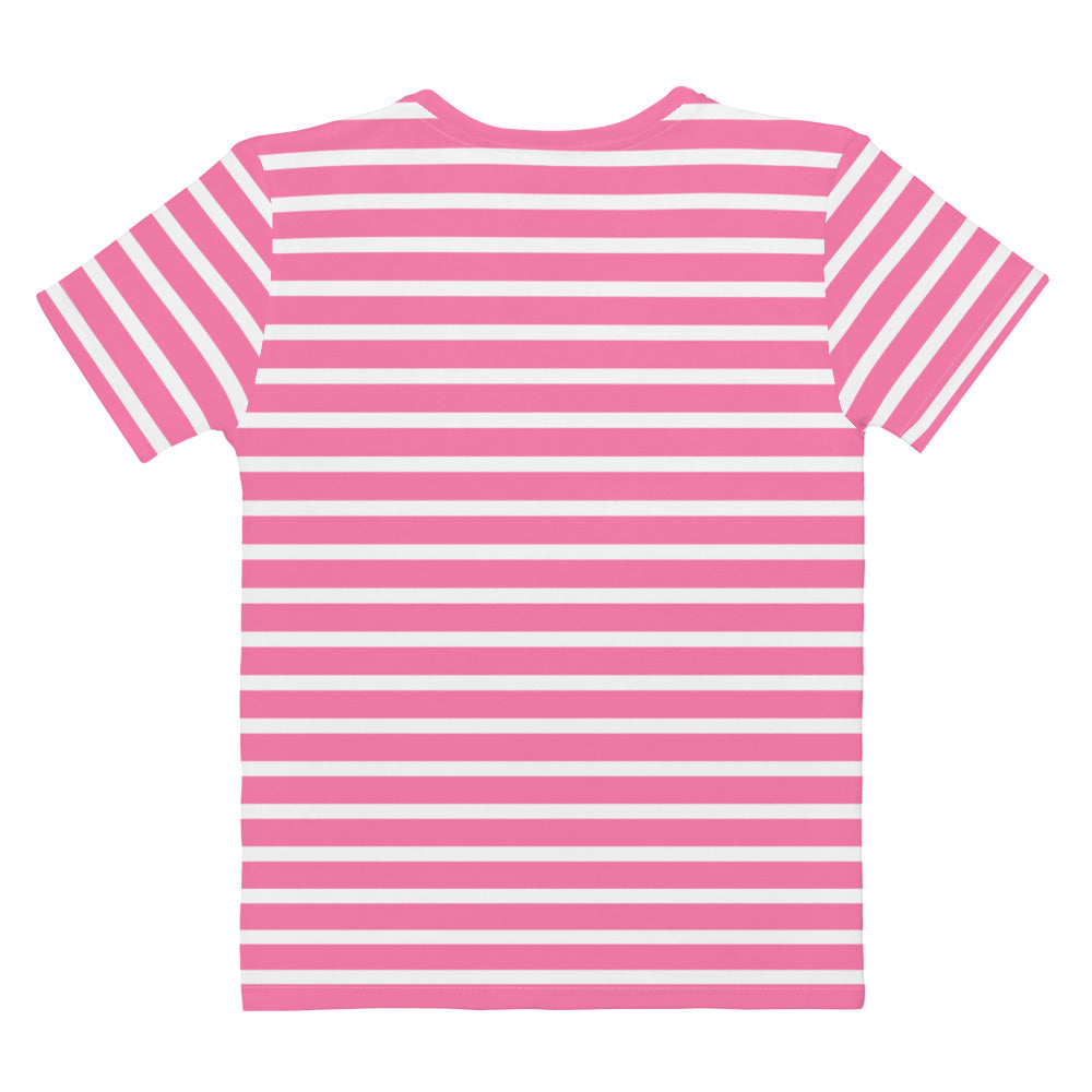 Women's T-shirt- White and Pink Striped