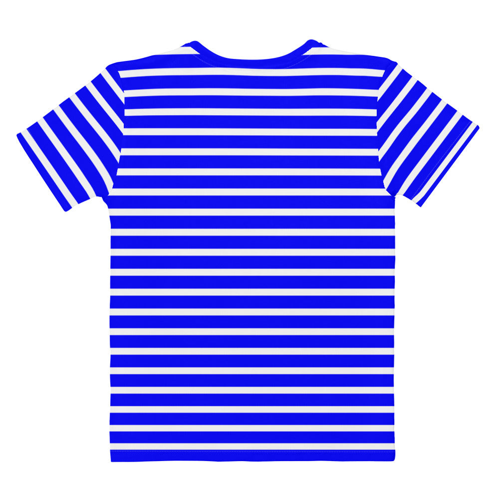 Women's T-shirt- White and Blue Striped