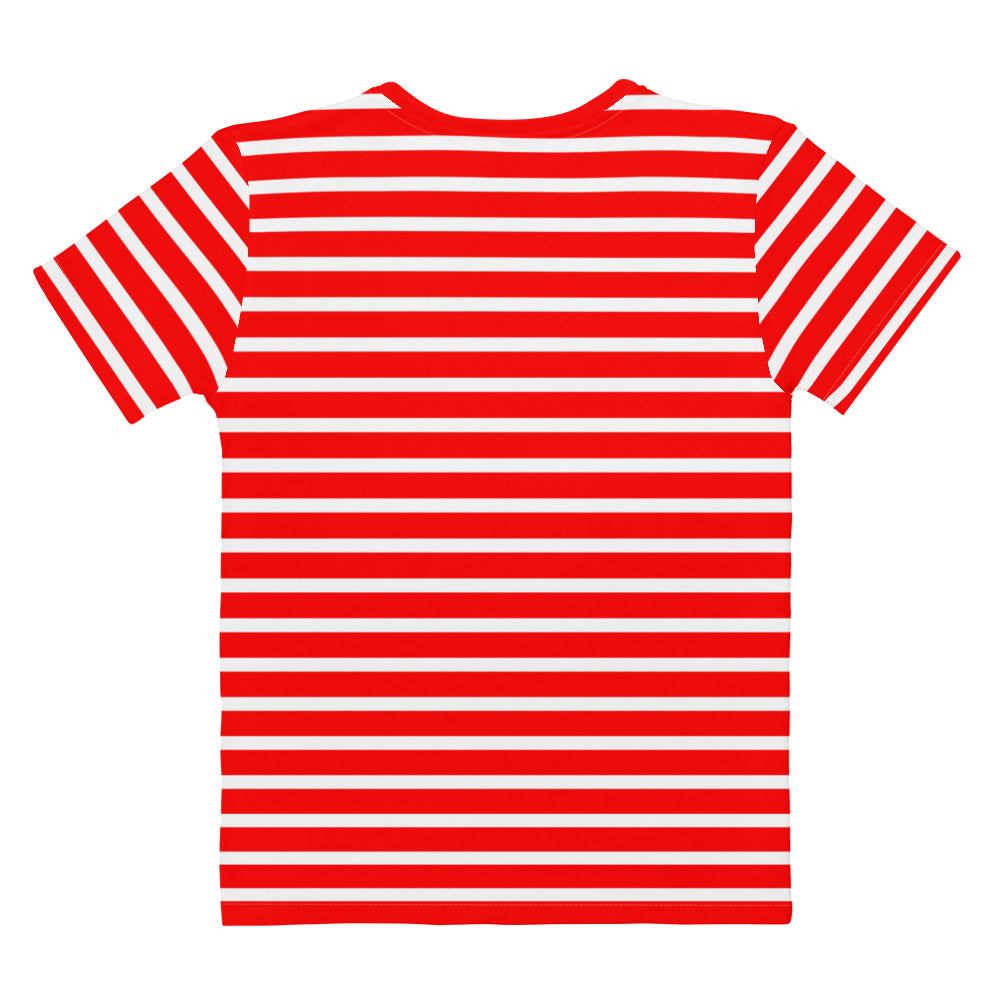 Women's T-shirt- White and Red Striped