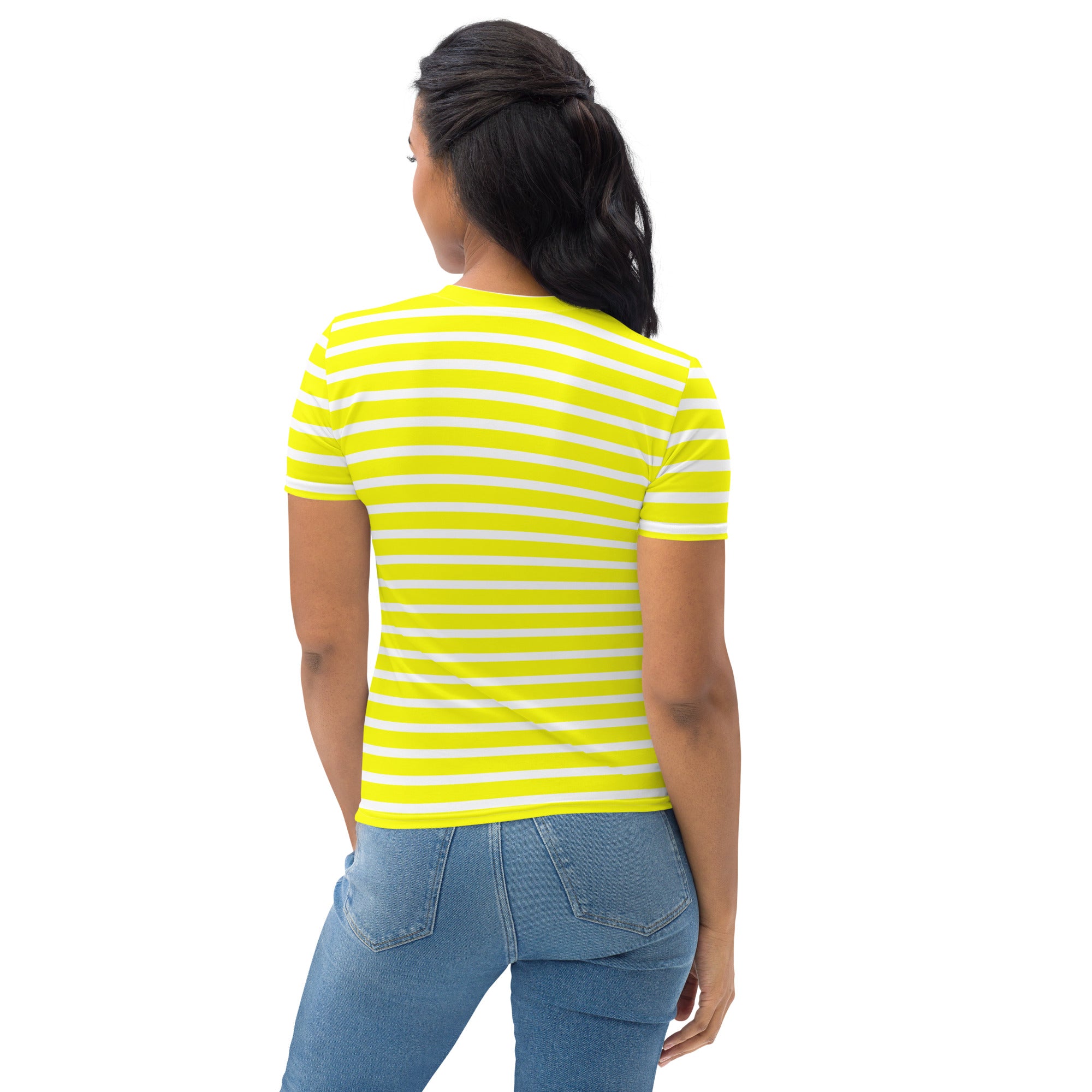 Women's T-shirt- White and Yellow Striped