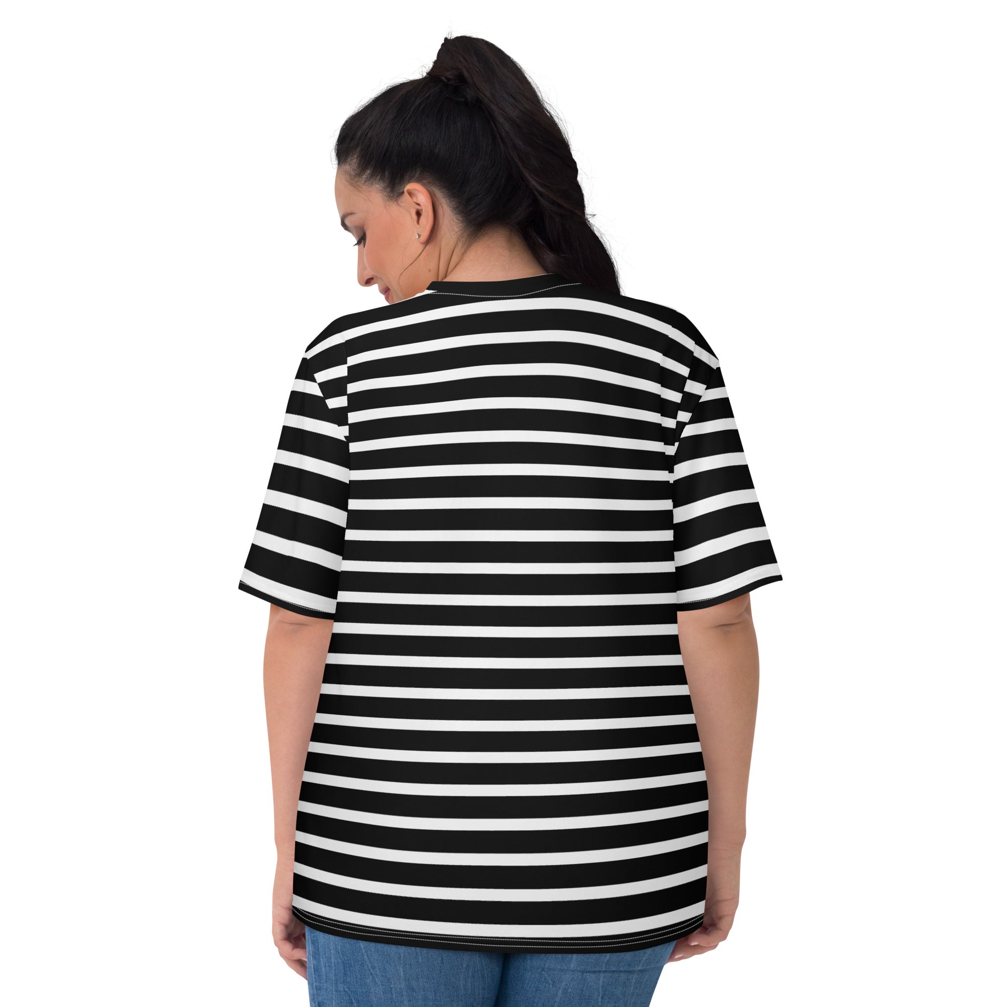 Women's T-shirt- White and Black Striped