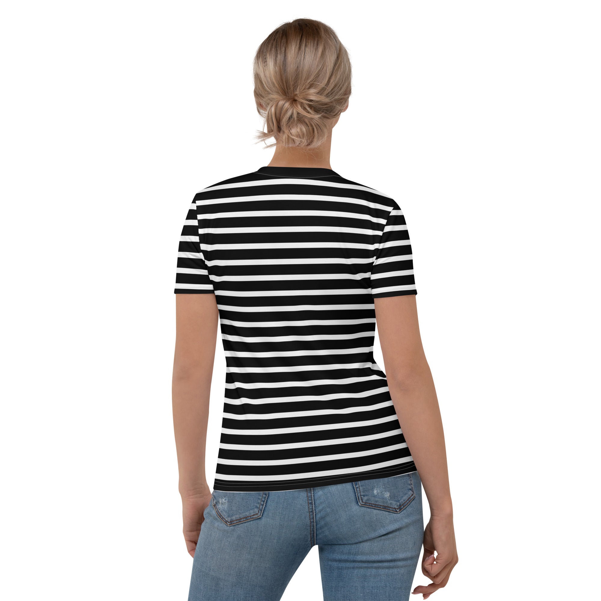 Women's T-shirt- White and Black Striped