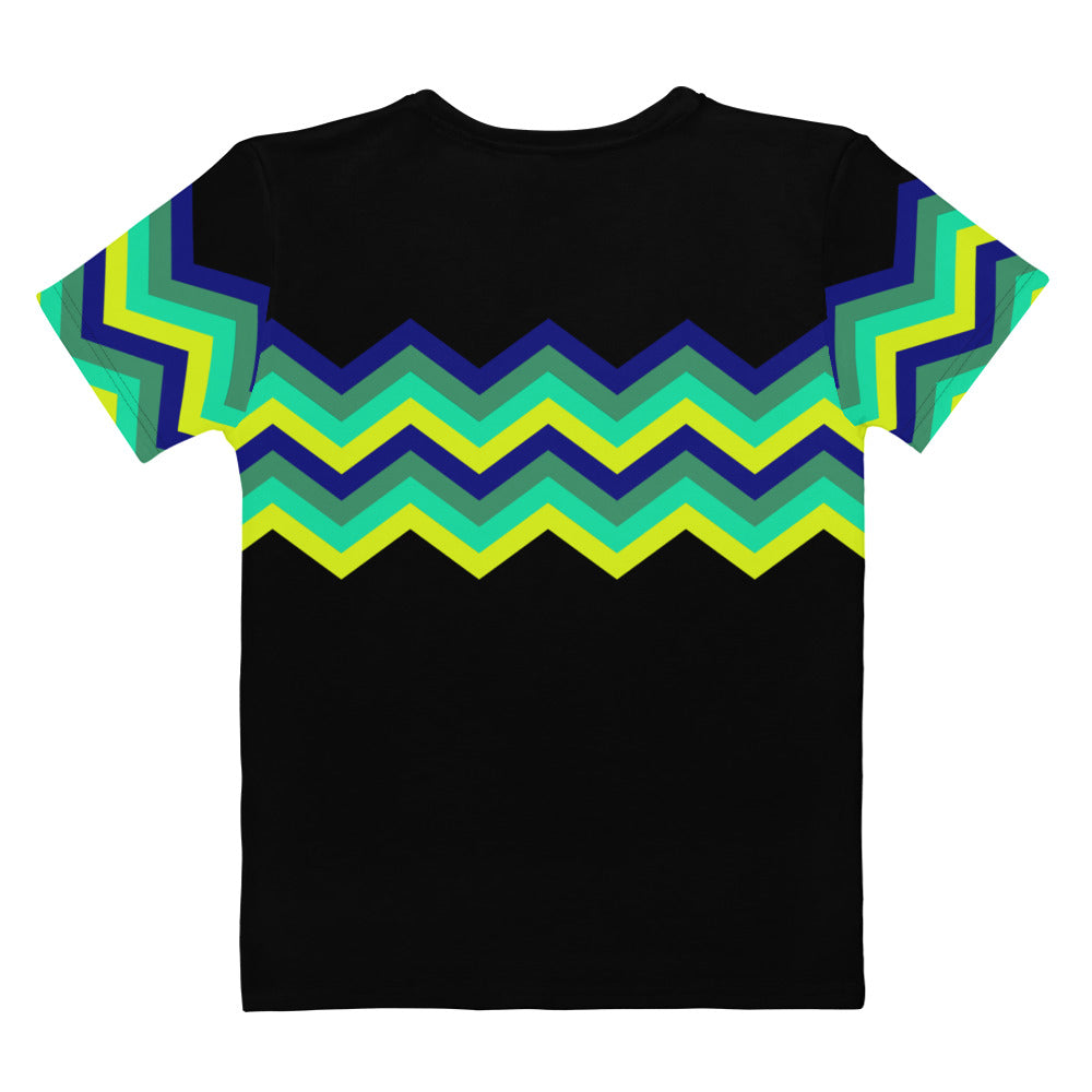 Women's T-shirt-Multicolor Zigzag IV-Black