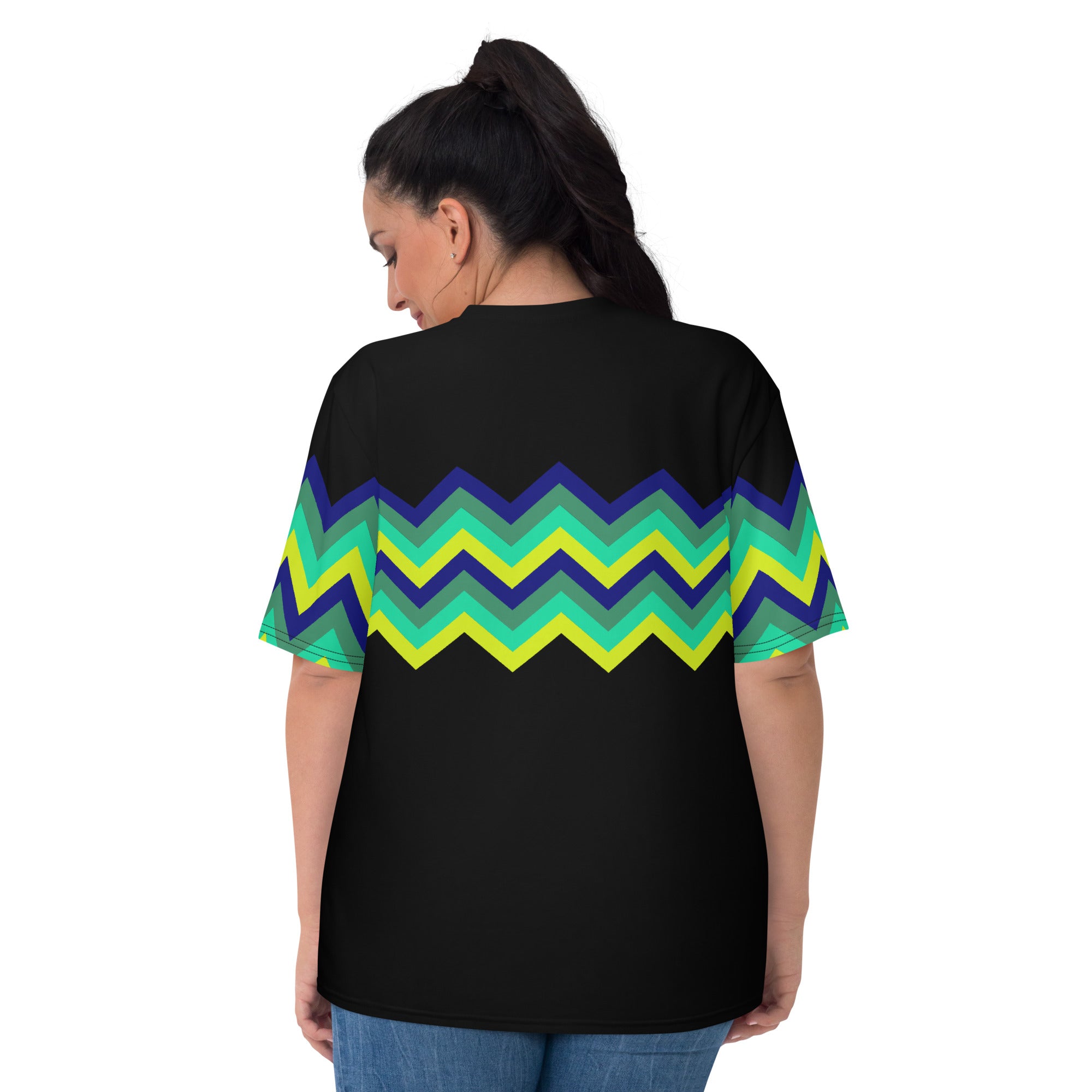 Women's T-shirt-Multicolor Zigzag IV-Black