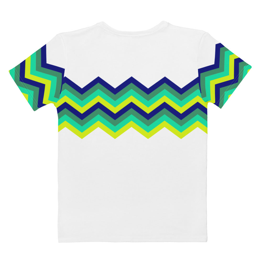 Women's T-shirt-Multicolor Zigzag IV-white