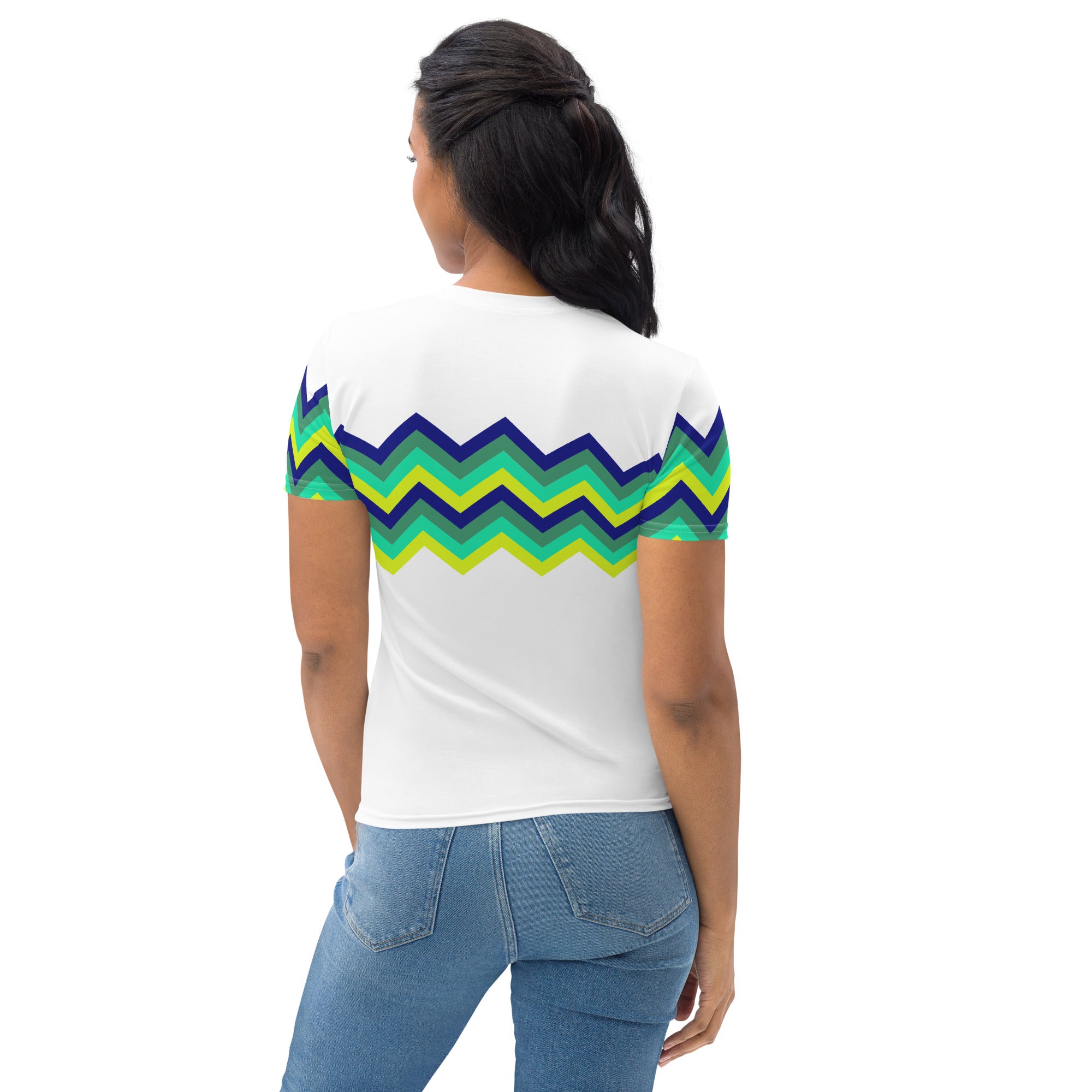 Women's T-shirt-Multicolor Zigzag IV-white