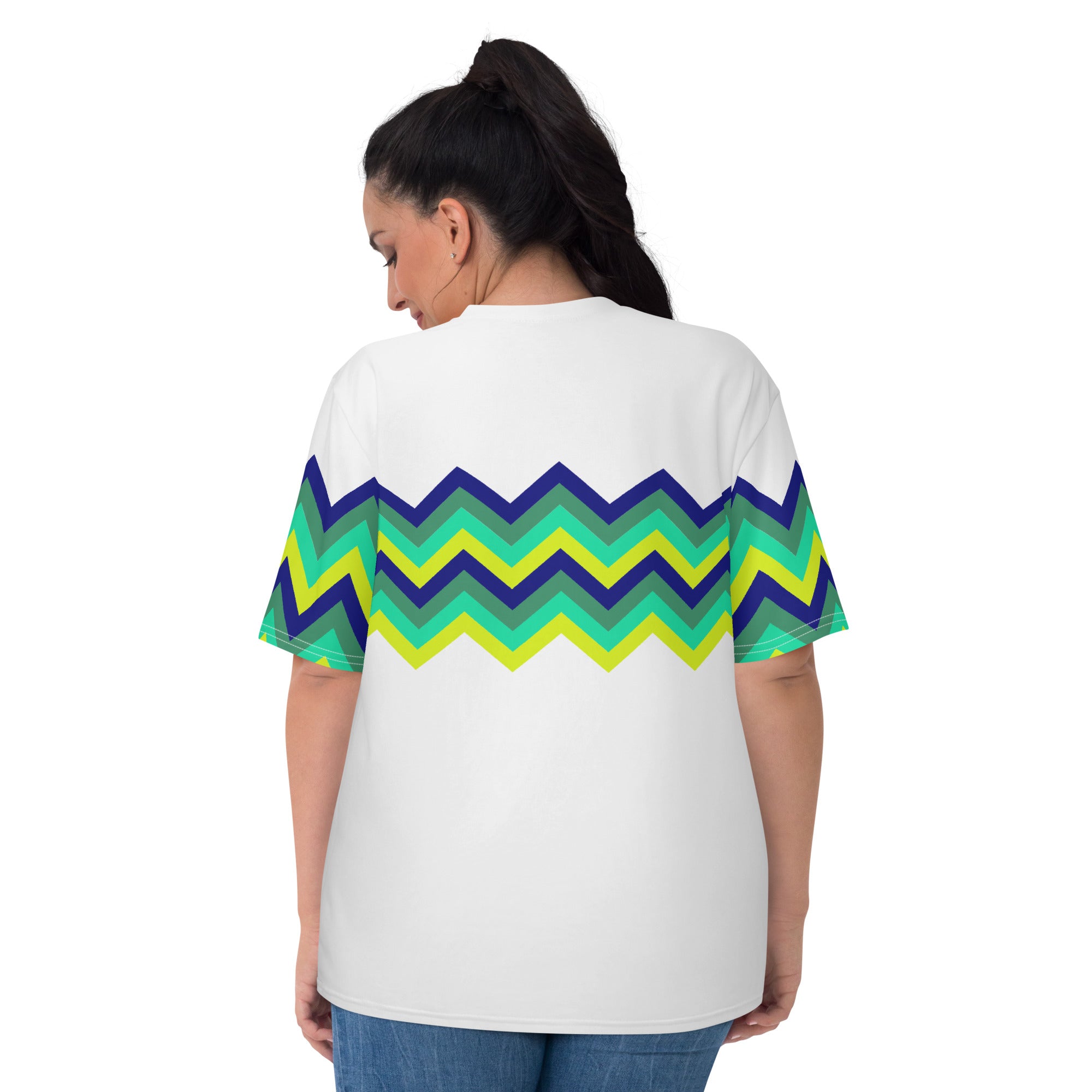 Women's T-shirt-Multicolor Zigzag IV-white