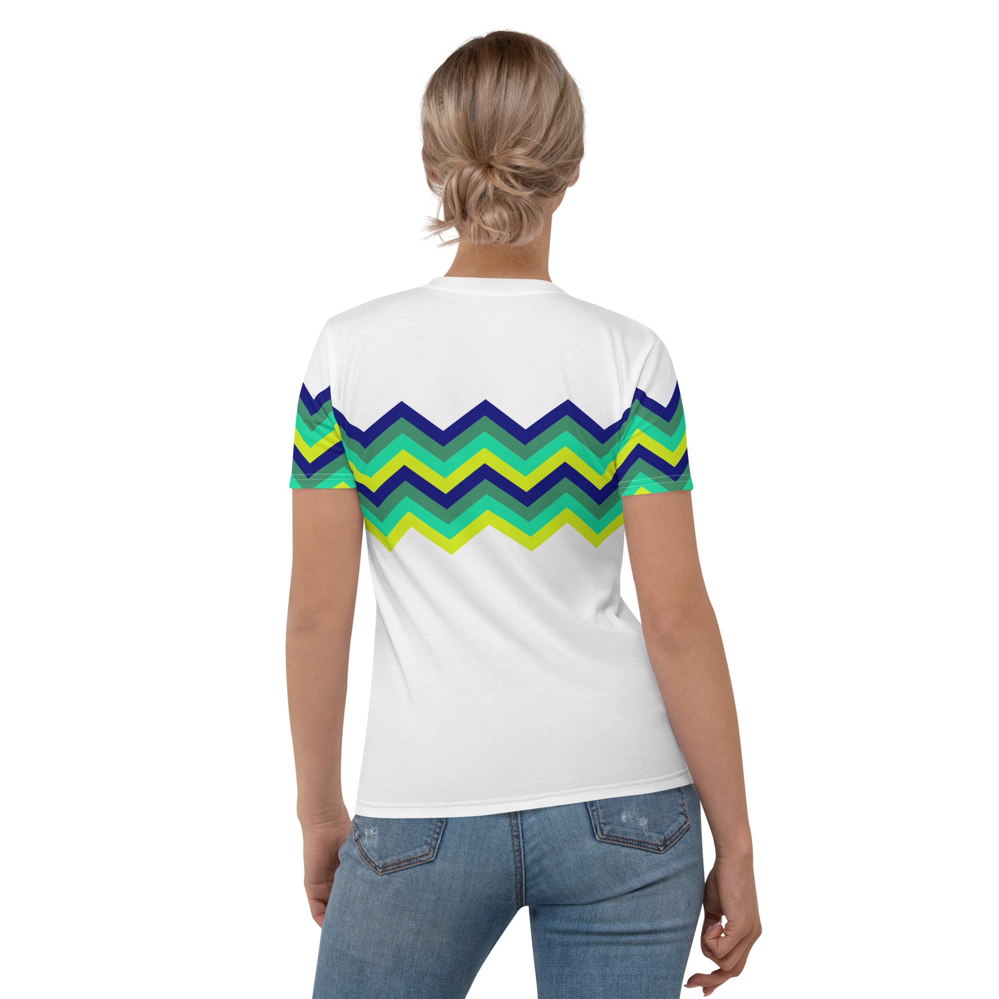 Women's T-shirt-Multicolor Zigzag IV-white