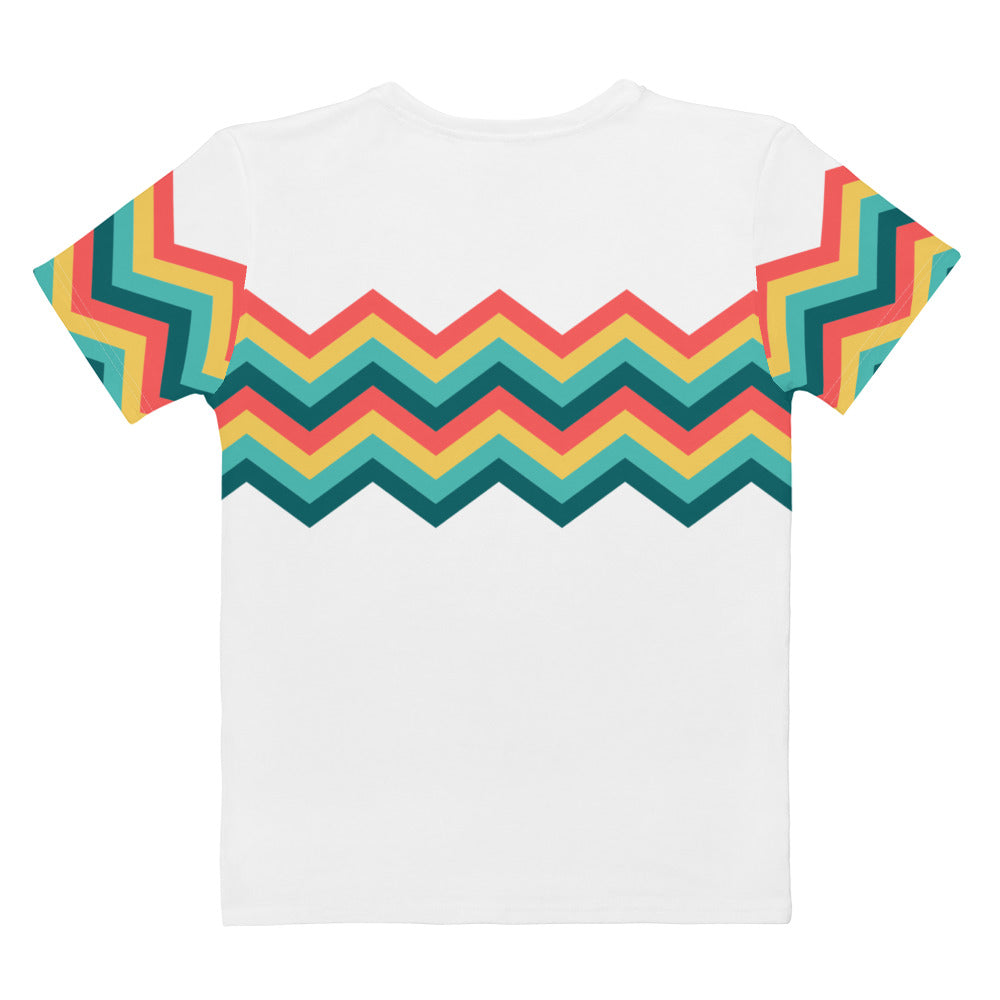 Women's T-shirt-Multicolor Zigzag III-white