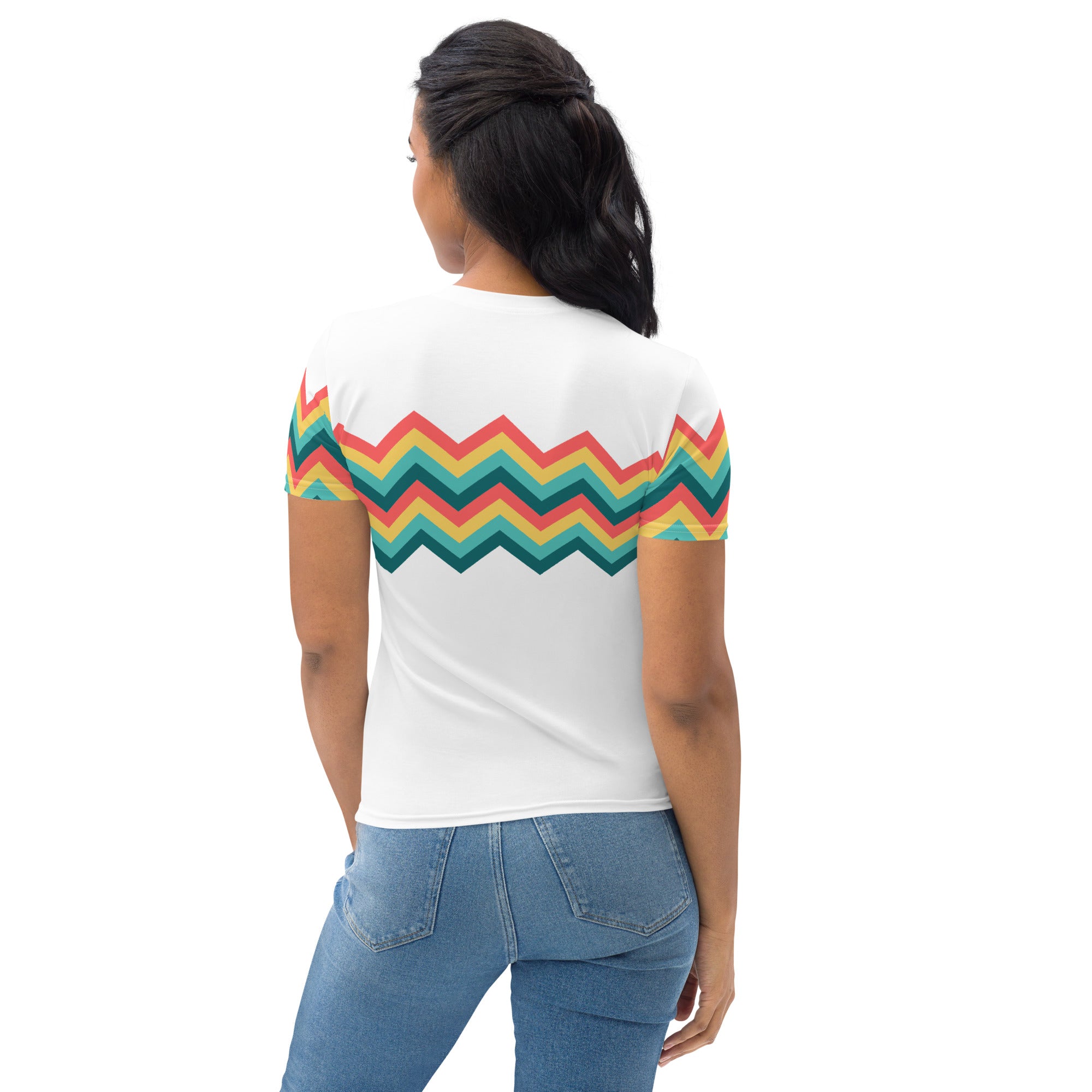 Women's T-shirt-Multicolor Zigzag III-white