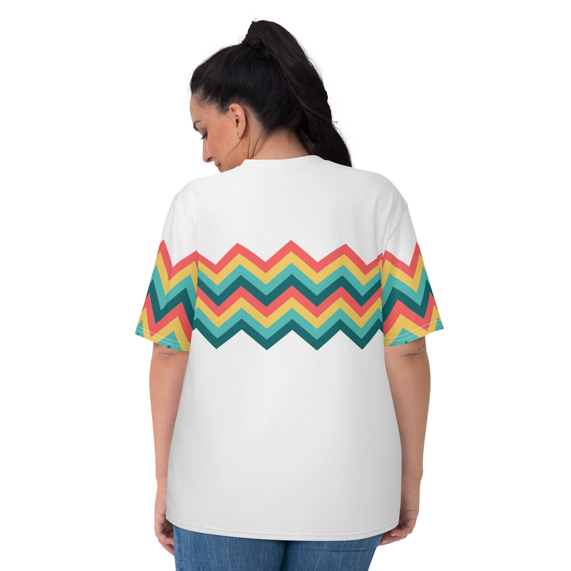 Women's T-shirt-Multicolor Zigzag III-white