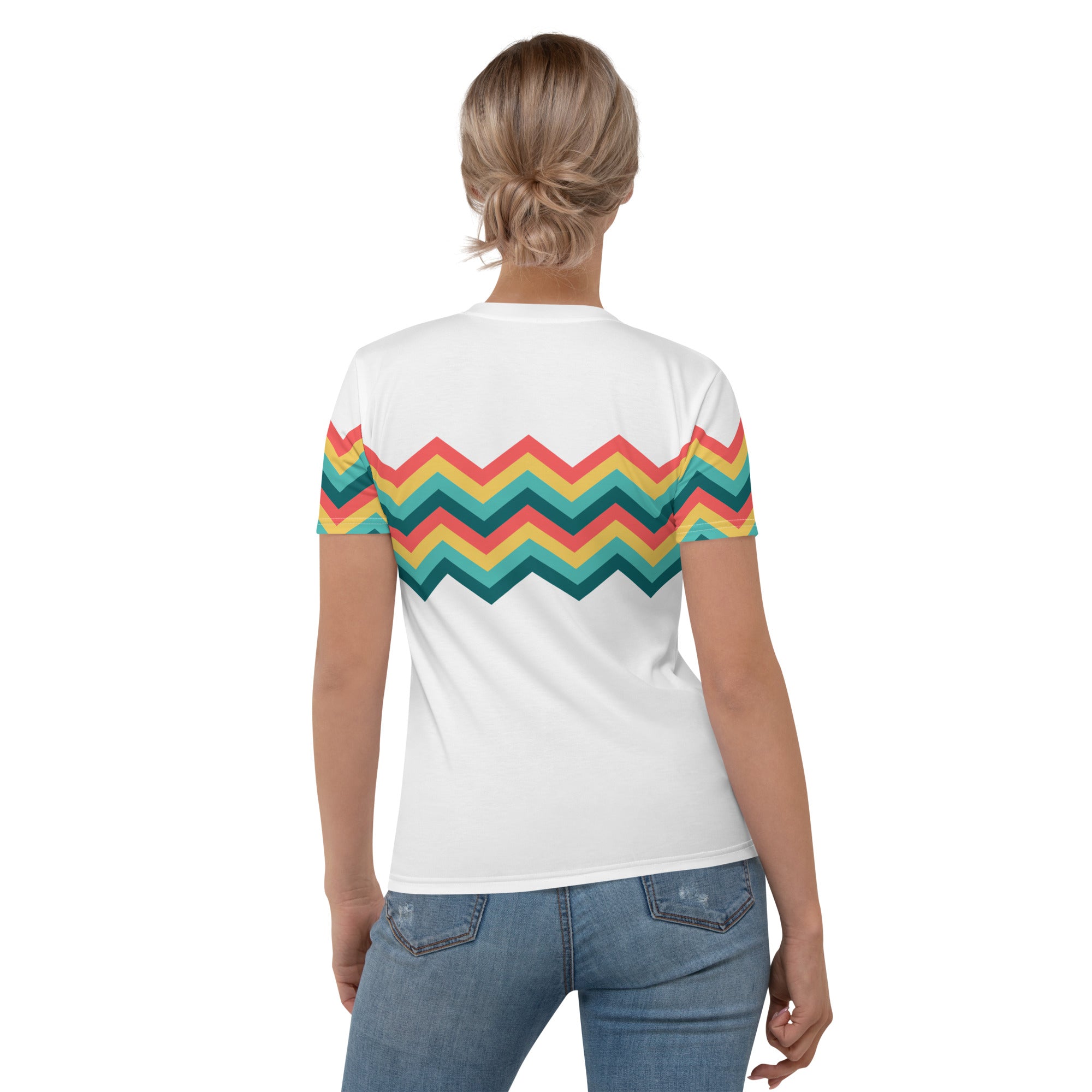 Women's T-shirt-Multicolor Zigzag III-white