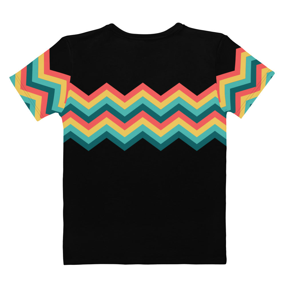 Women's T-shirt-Multicolor Zigzag III-Black