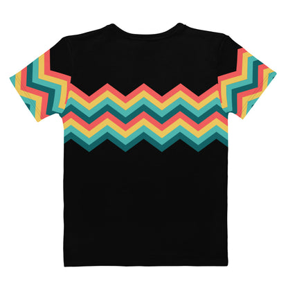 Women's T-shirt-Multicolor Zigzag III-Black