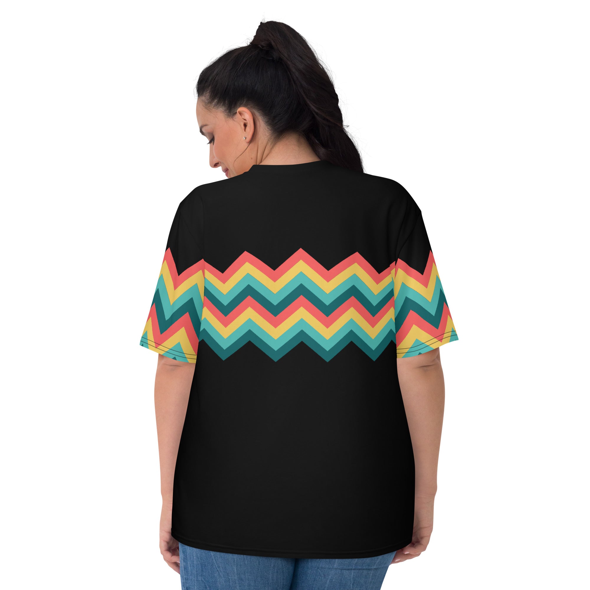 Women's T-shirt-Multicolor Zigzag III-Black