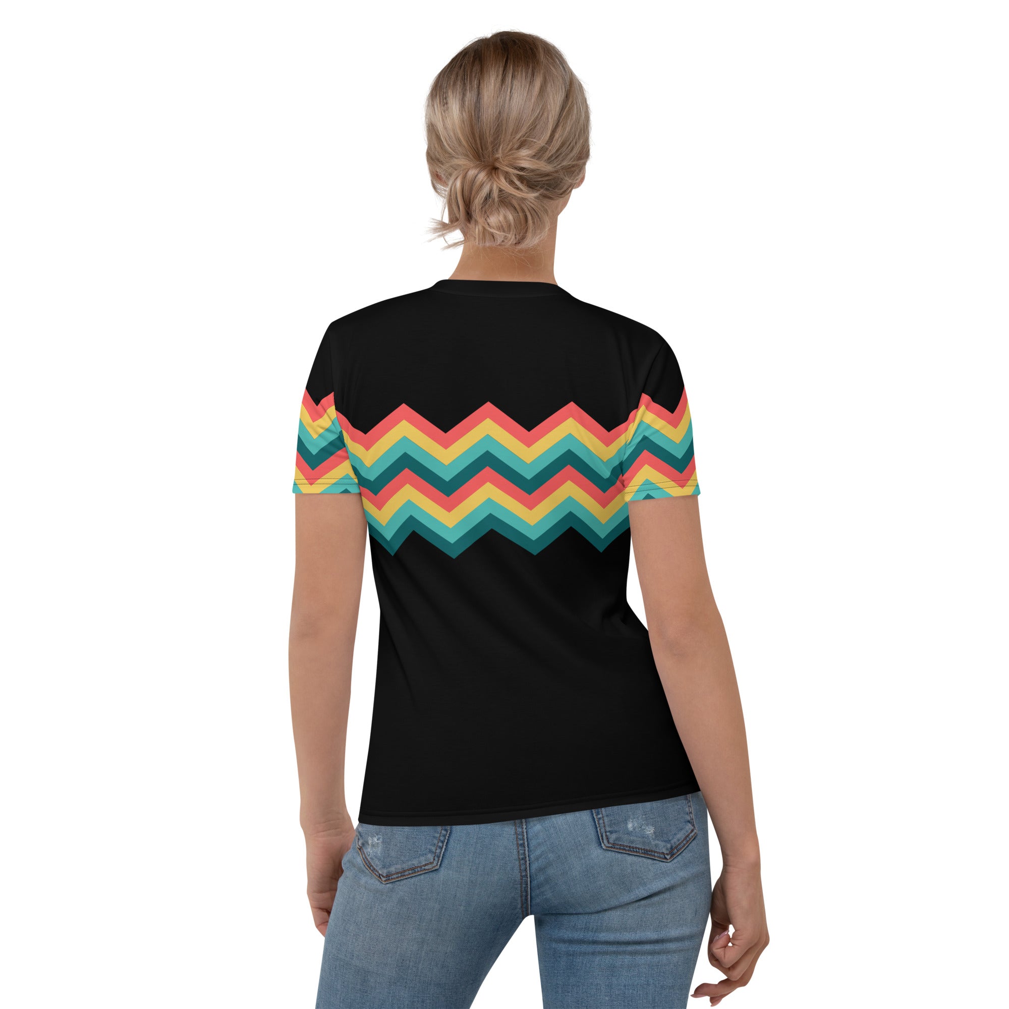 Women's T-shirt-Multicolor Zigzag III-Black