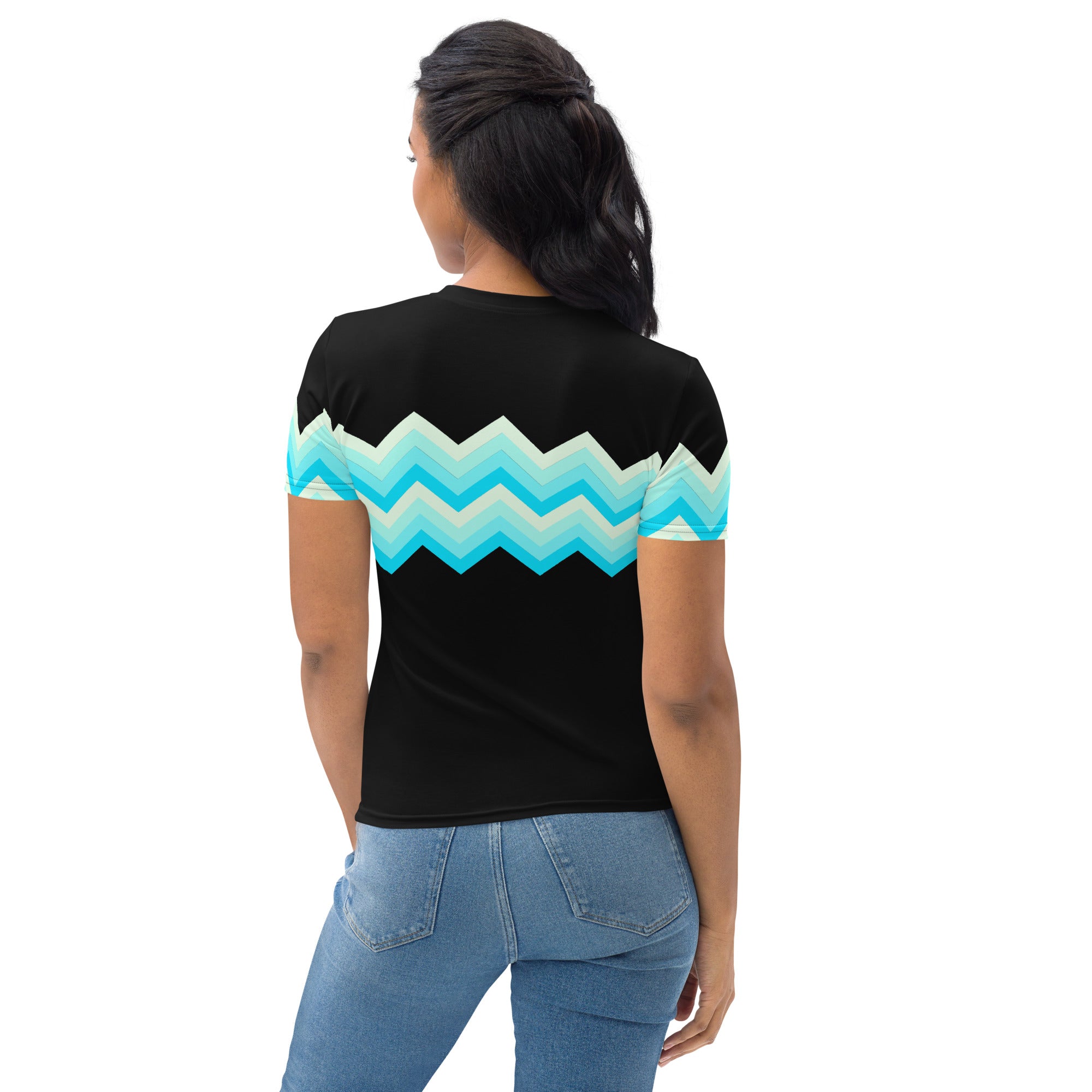 Women's T-shirt-Multicolor Zigzag II-Black