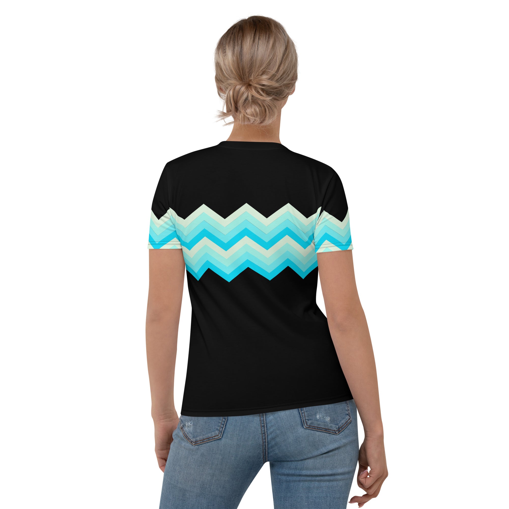 Women's T-shirt-Multicolor Zigzag II-Black