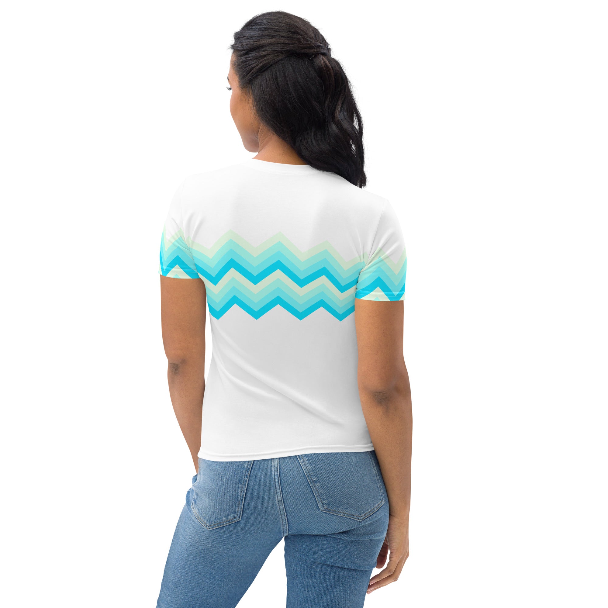 Women's T-shirt-Multicolor Zigzag II-White