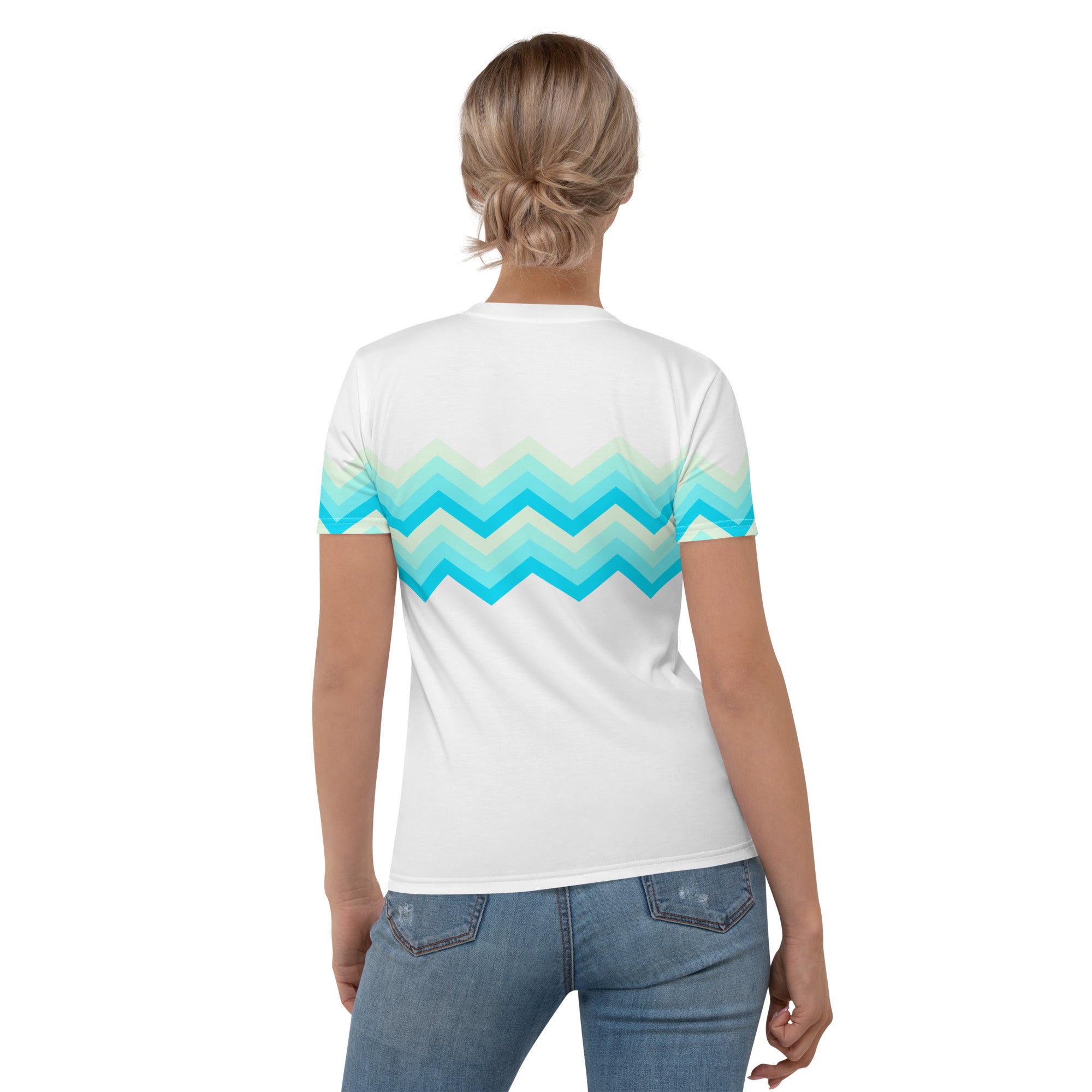 Women's T-shirt-Multicolor Zigzag II-White