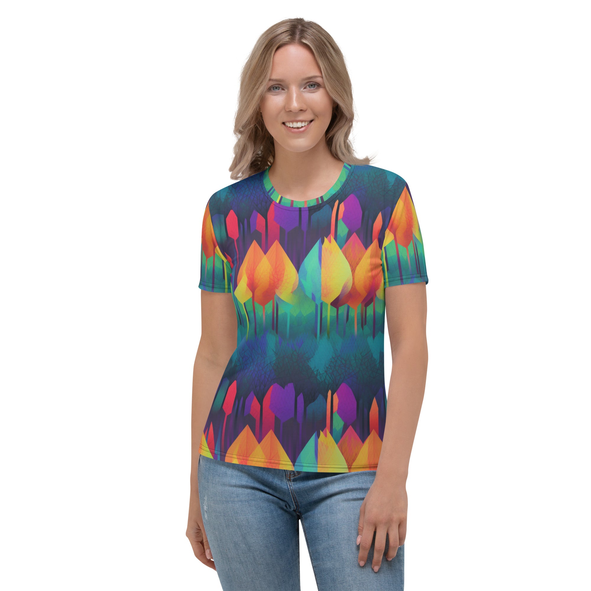 Women's T-shirt- Rainbow Forest Pattern I