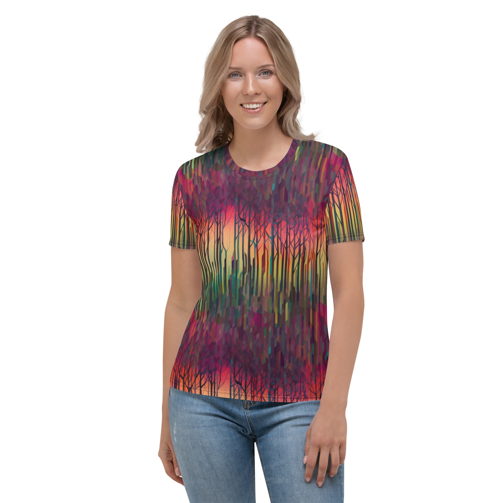 Women's T-shirt- Rainbow Forest Pattern 03