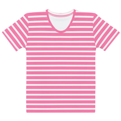 Women's T-shirt- White and Pink Striped