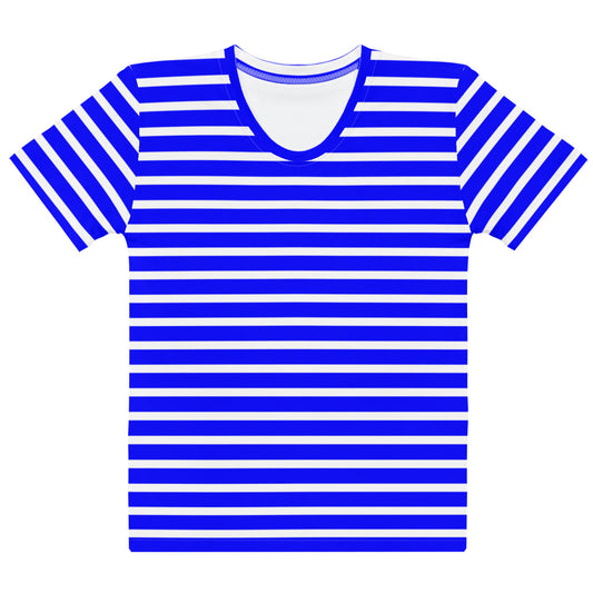 Women's T-shirt- White and Blue Striped