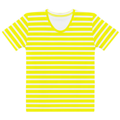Women's T-shirt- White and Yellow Striped