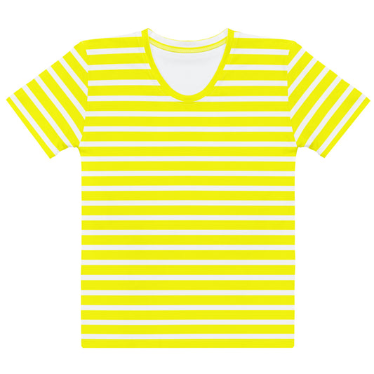 Women's T-shirt- White and Yellow Striped