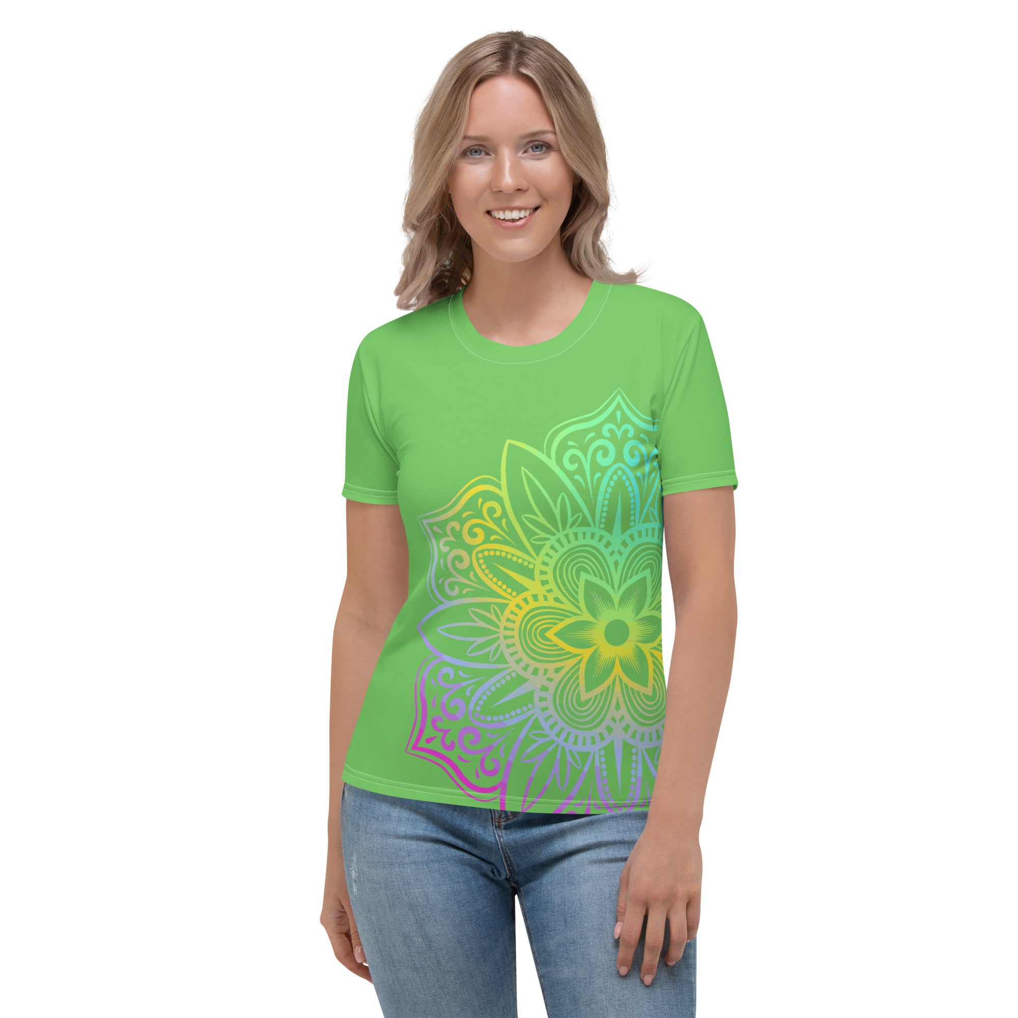 Women's T-shirt- Mantis Green Mandala