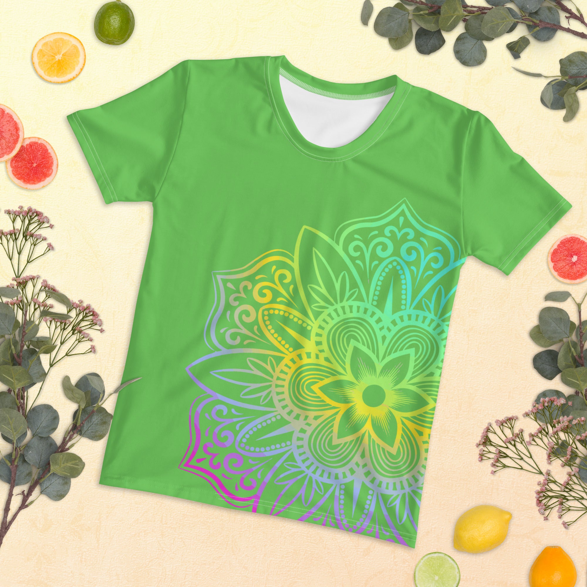 Women's T-shirt- Mantis Green Mandala