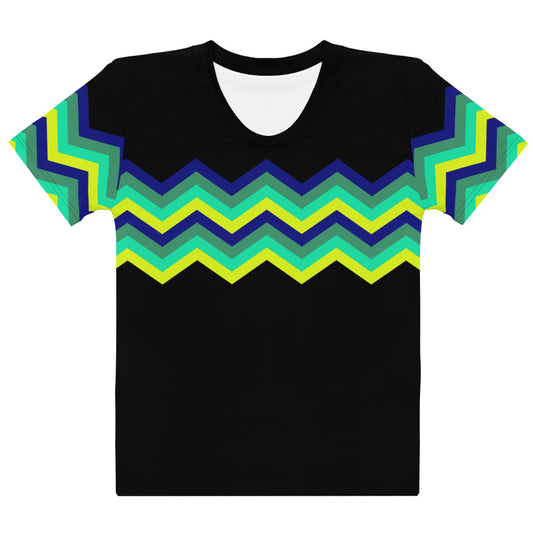 Women's T-shirt-Multicolor Zigzag IV-Black