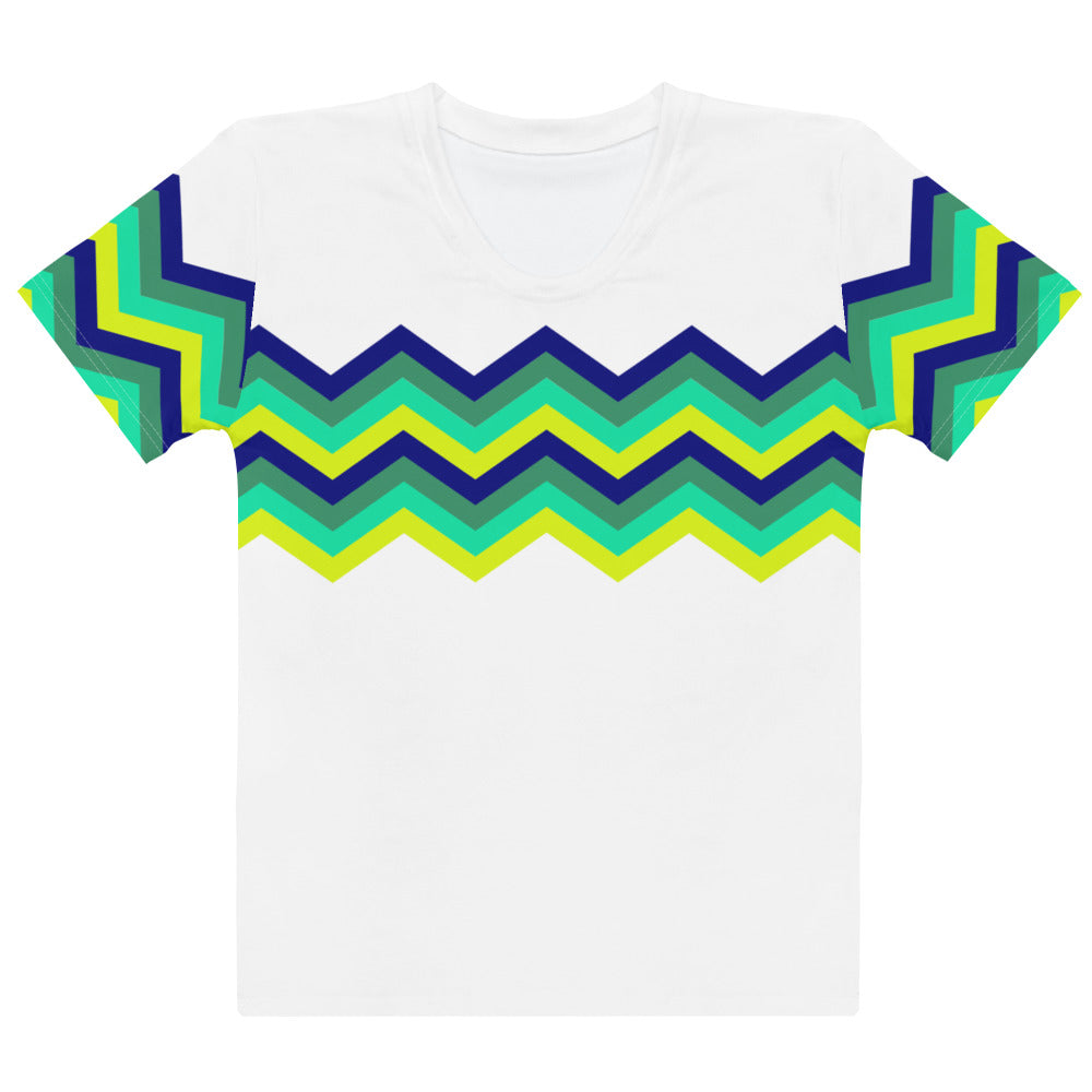 Women's T-shirt-Multicolor Zigzag IV-white