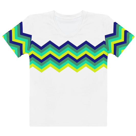 Women's T-shirt-Multicolor Zigzag IV-white