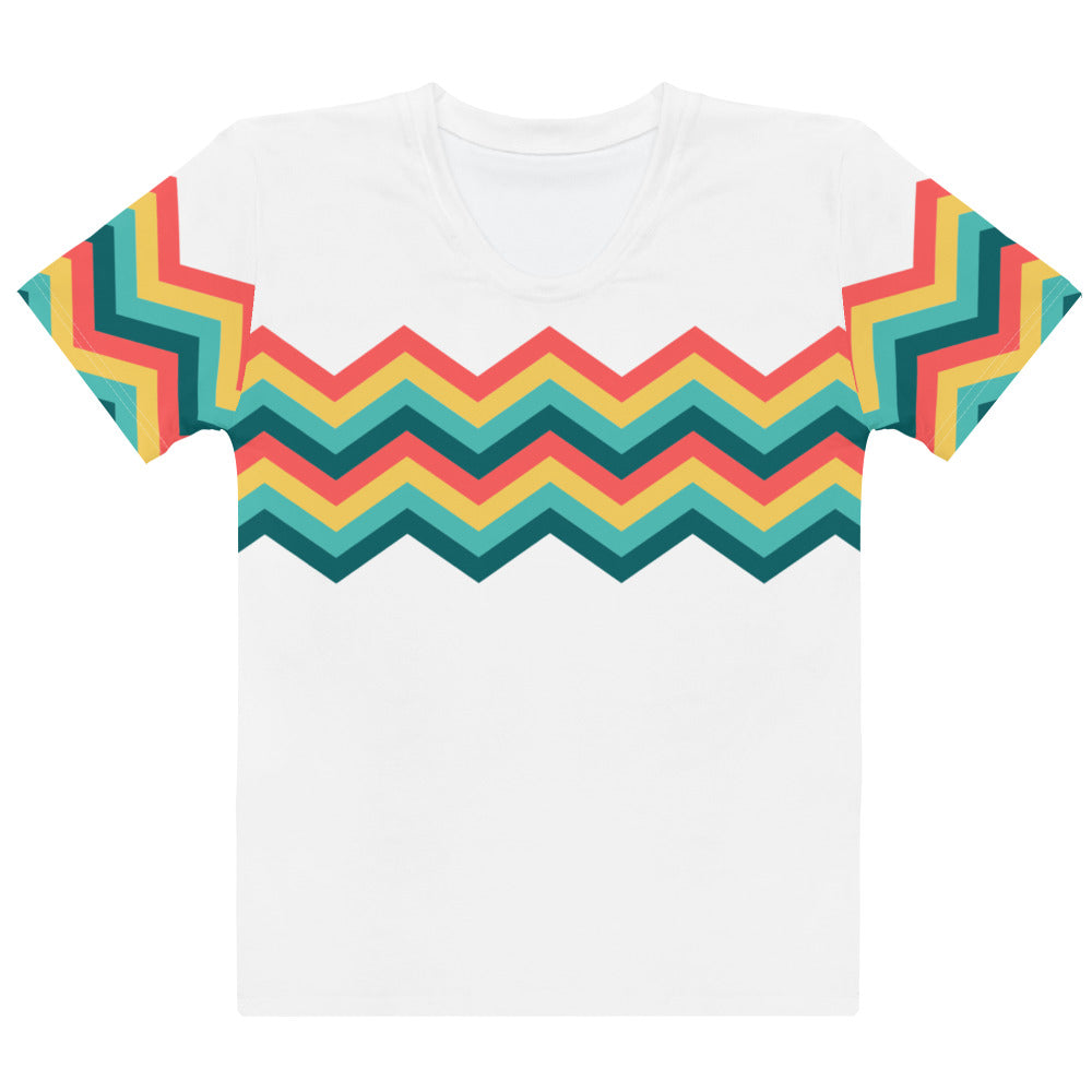 Women's T-shirt-Multicolor Zigzag III-white