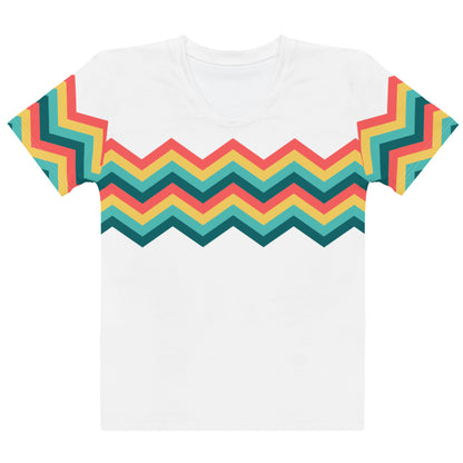 Women's T-shirt-Multicolor Zigzag III-white