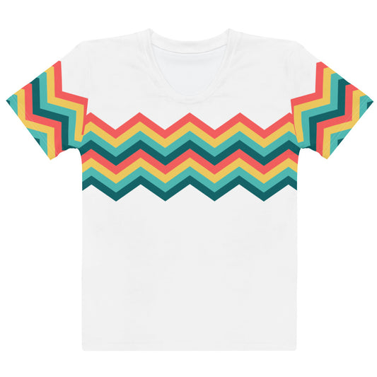 Women's T-shirt-Multicolor Zigzag III-white