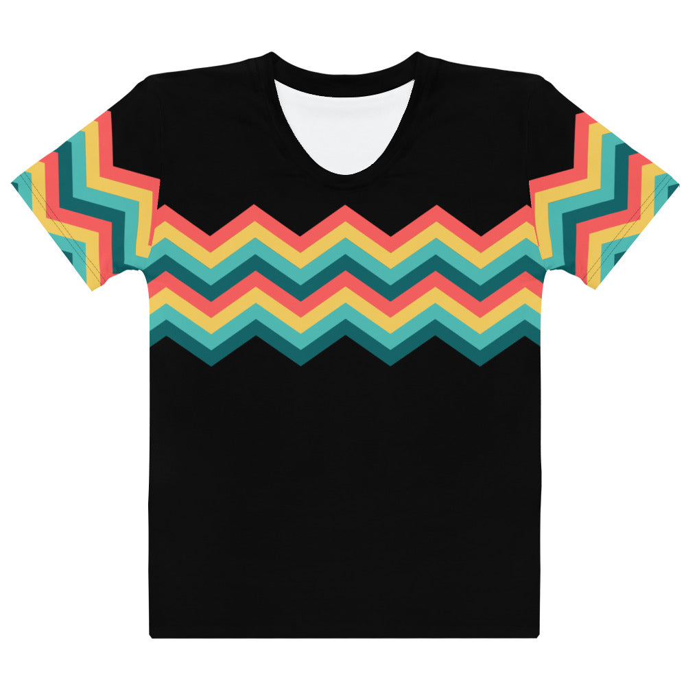 Women's T-shirt-Multicolor Zigzag III-Black