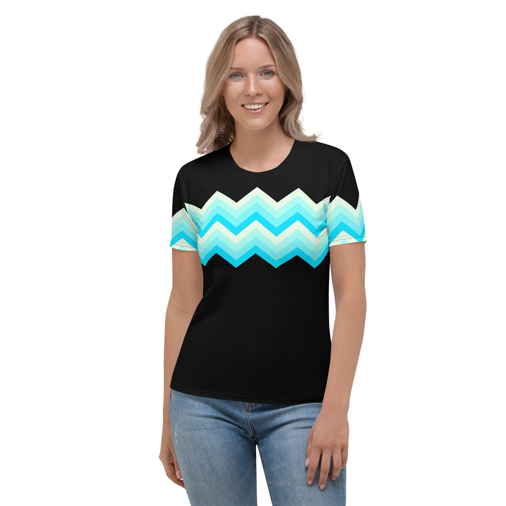 Women's T-shirt-Multicolor Zigzag II-Black