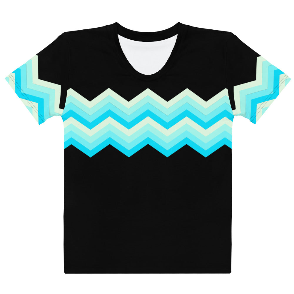 Women's T-shirt-Multicolor Zigzag II-Black