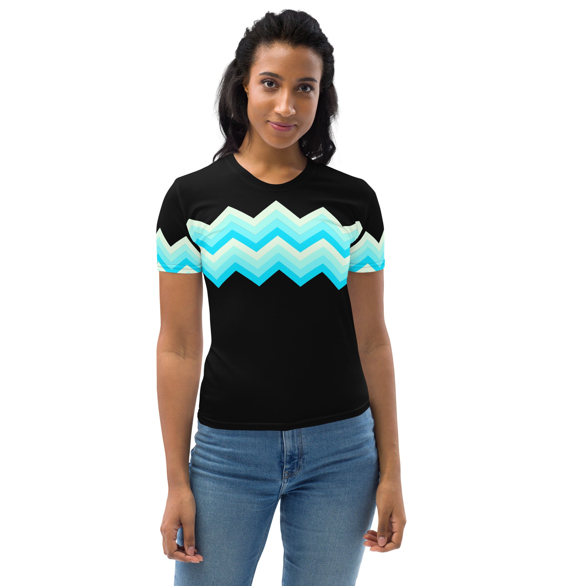 Women's T-shirt-Multicolor Zigzag II-Black