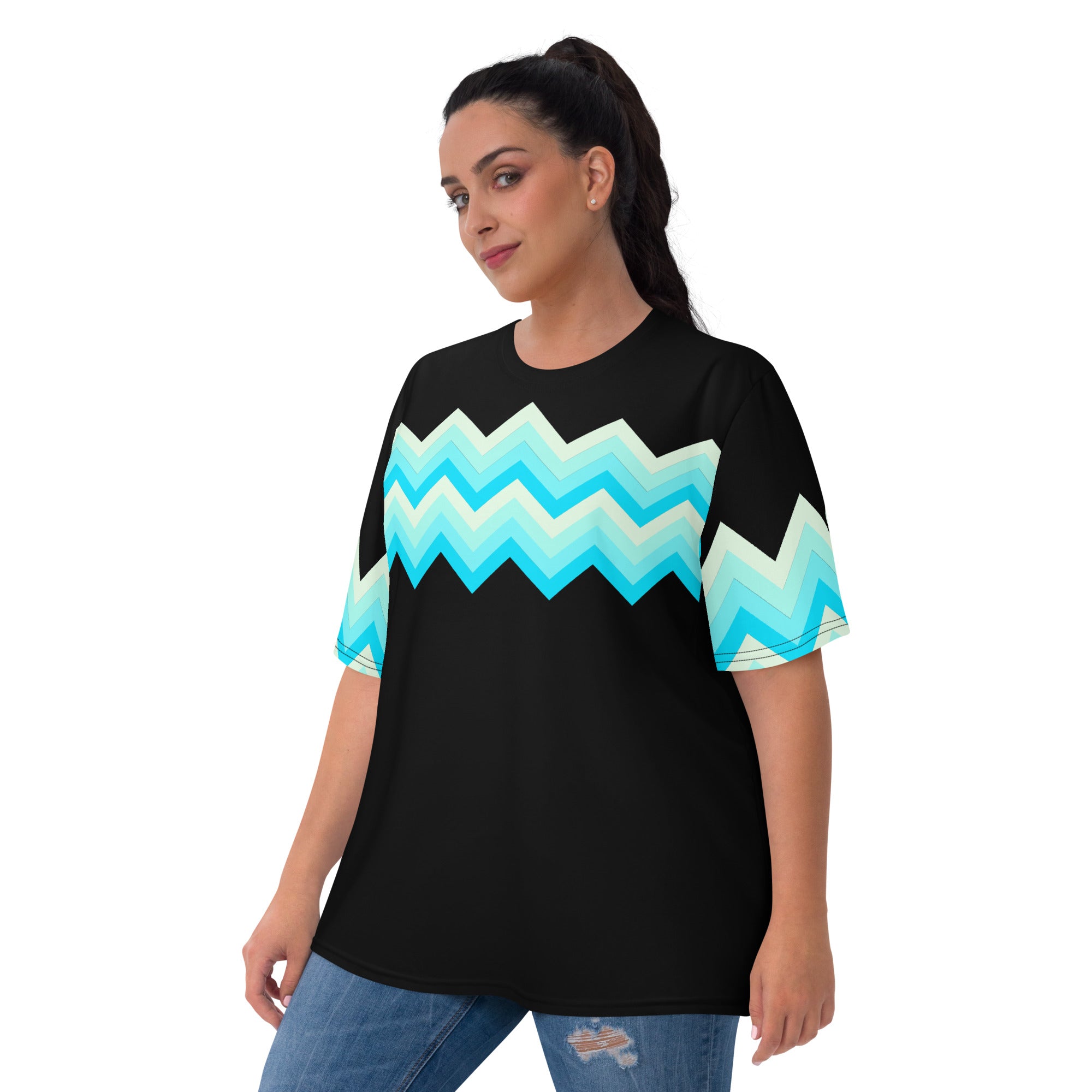 Women's T-shirt-Multicolor Zigzag II-Black