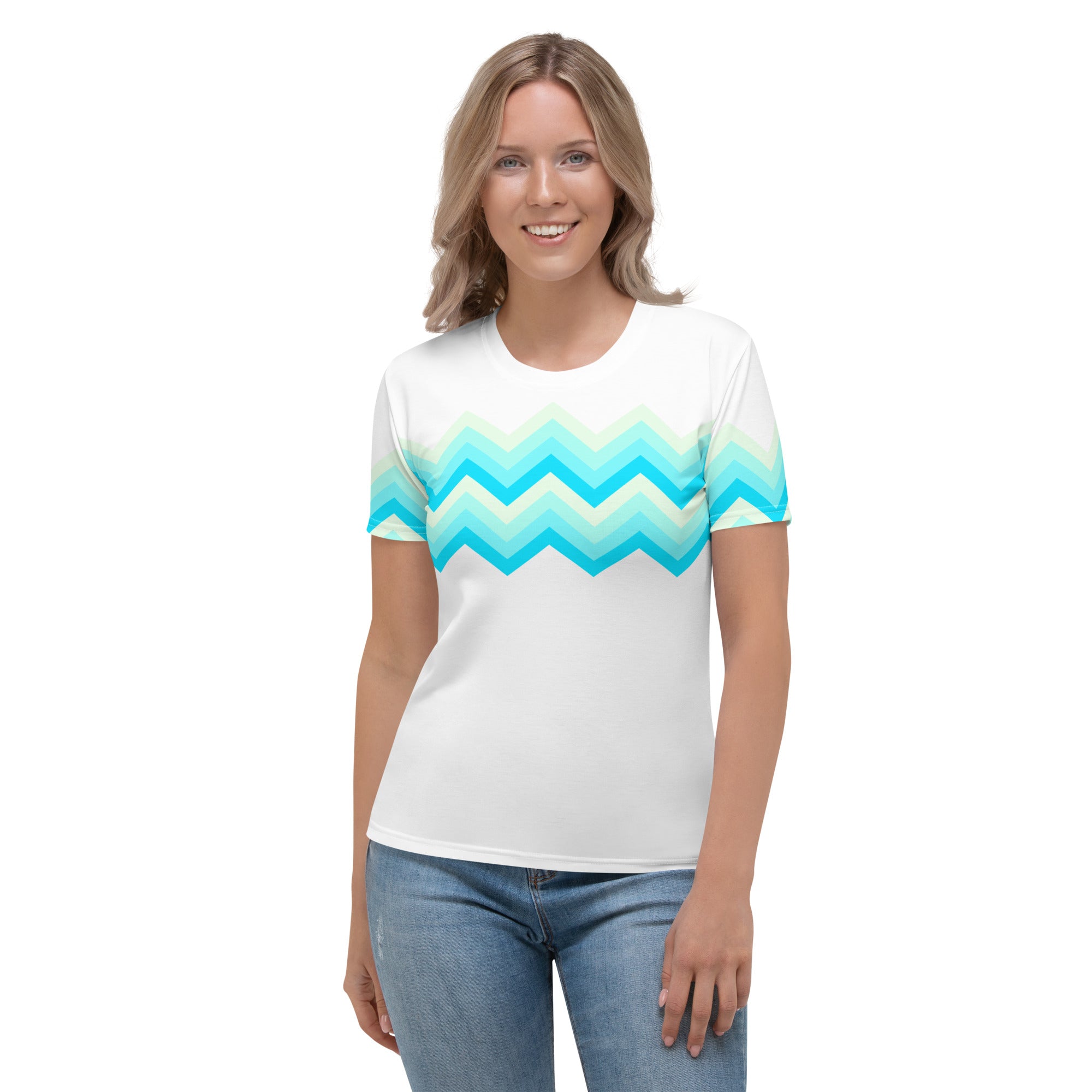 Women's T-shirt-Multicolor Zigzag II-White