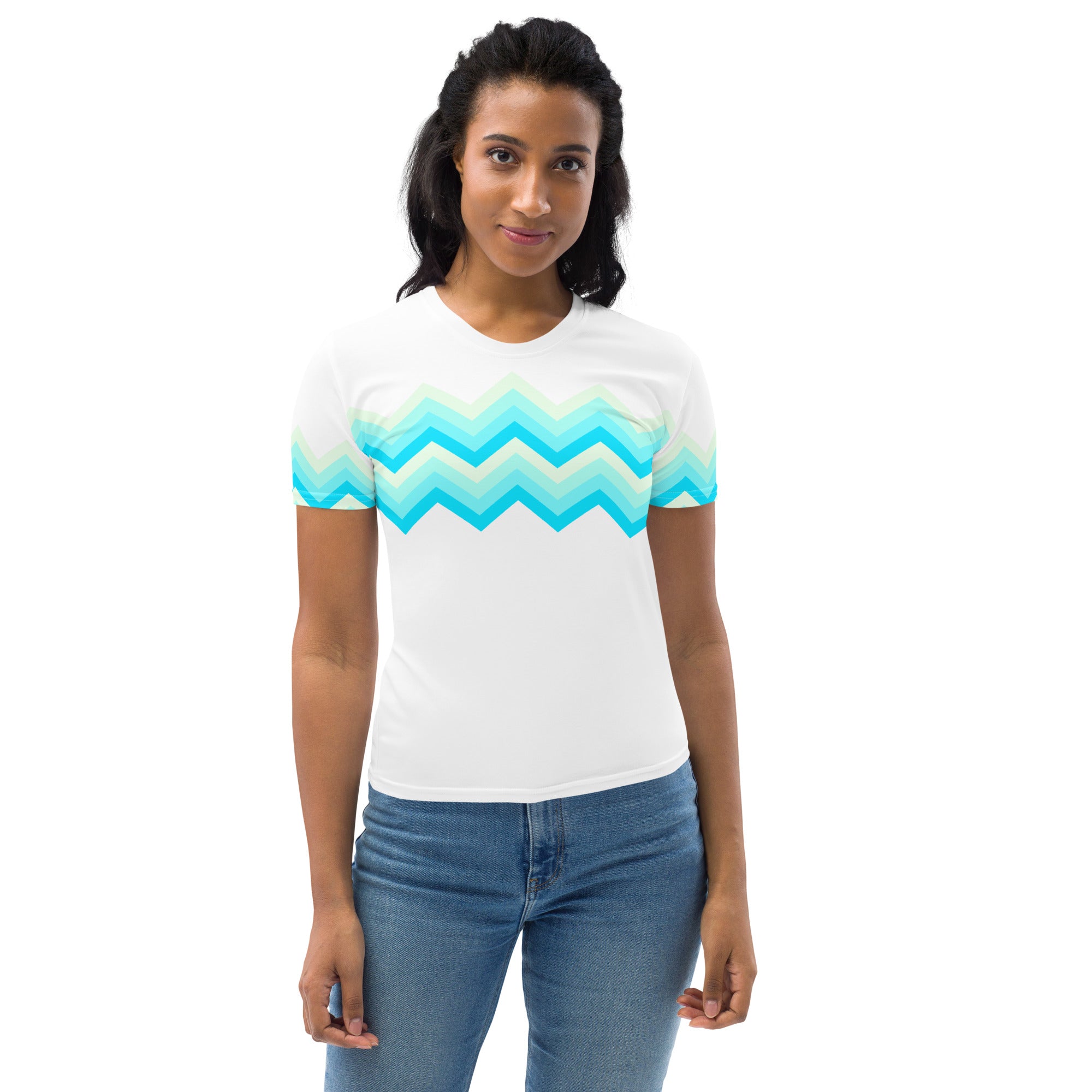 Women's T-shirt-Multicolor Zigzag II-White