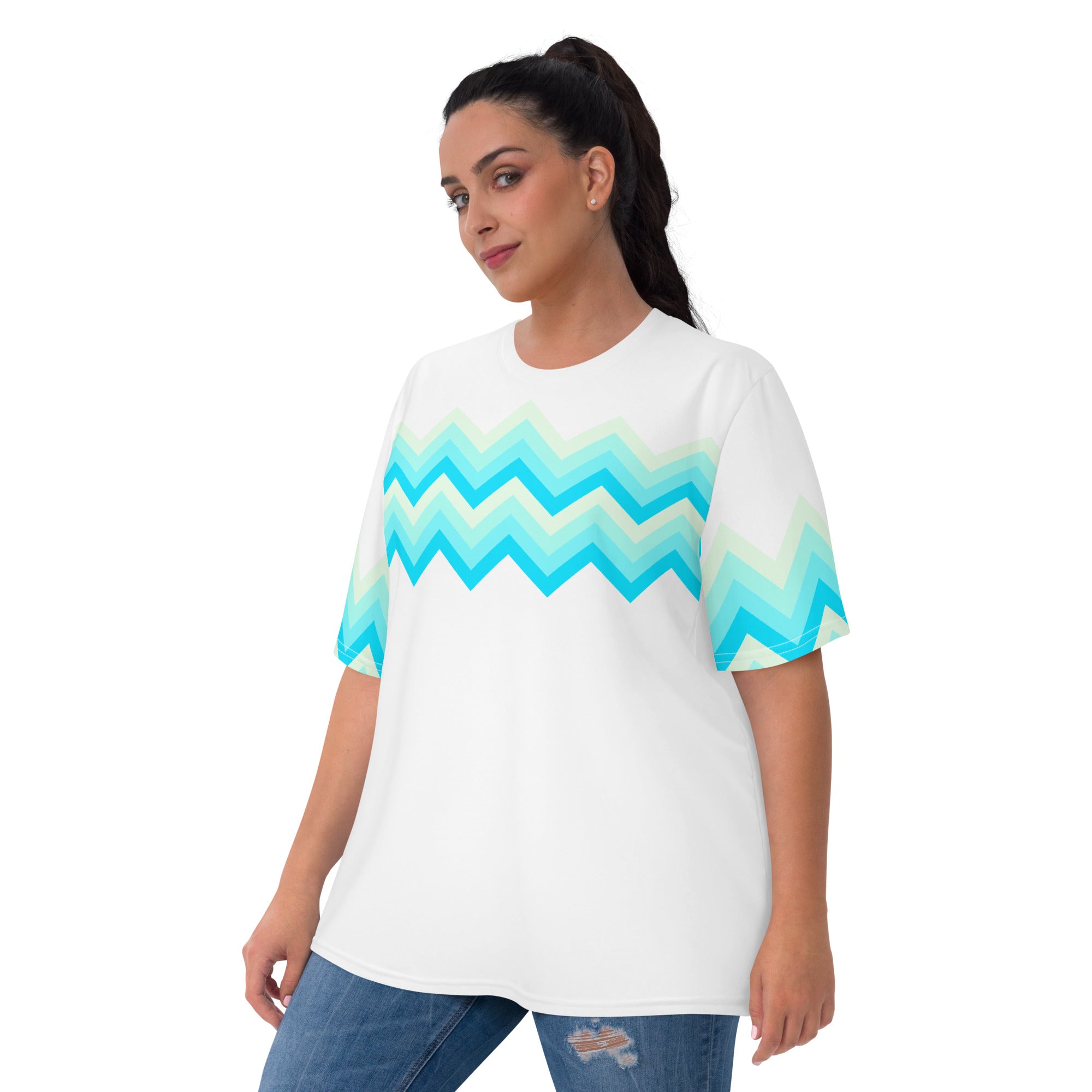 Women's T-shirt-Multicolor Zigzag II-White