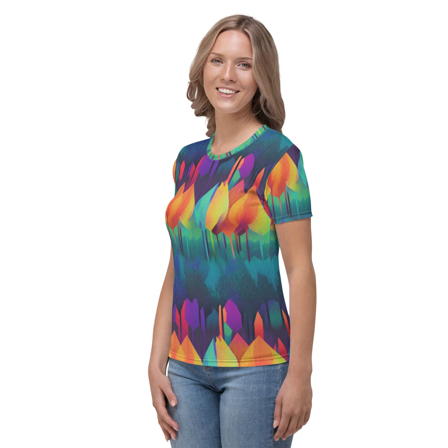Women's T-shirt- Rainbow Forest Pattern I