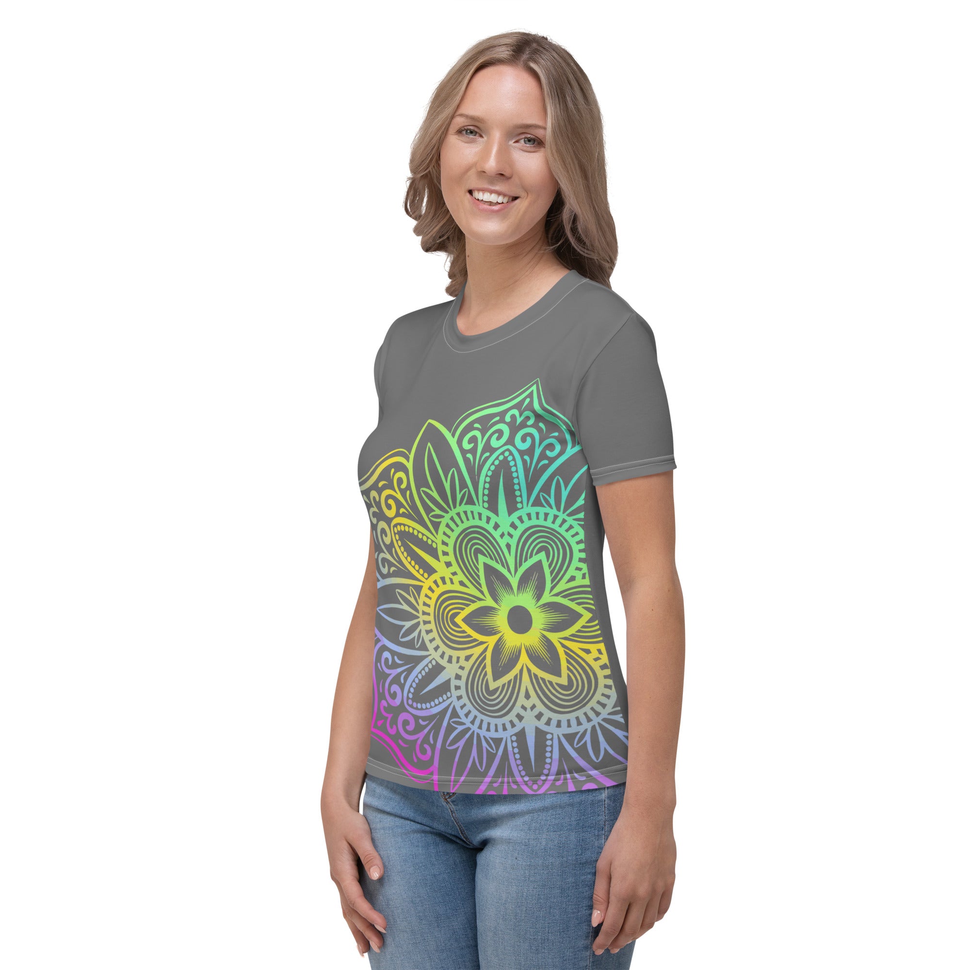 Women's T-shirt- Grey Mandala